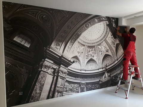 اجرای کاغذدیواری آتلیه عکاسی